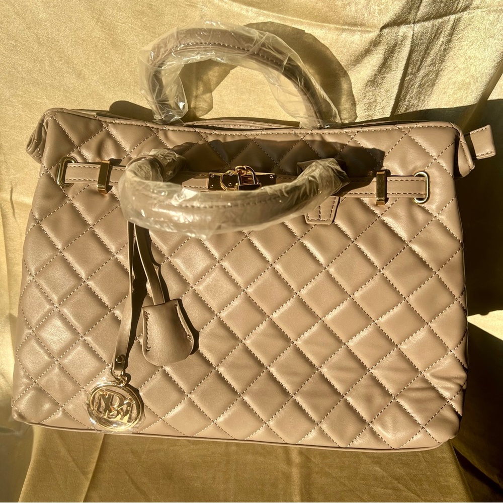 Studio Badgley Mischka Vegan Leather Tote, in Taupe.